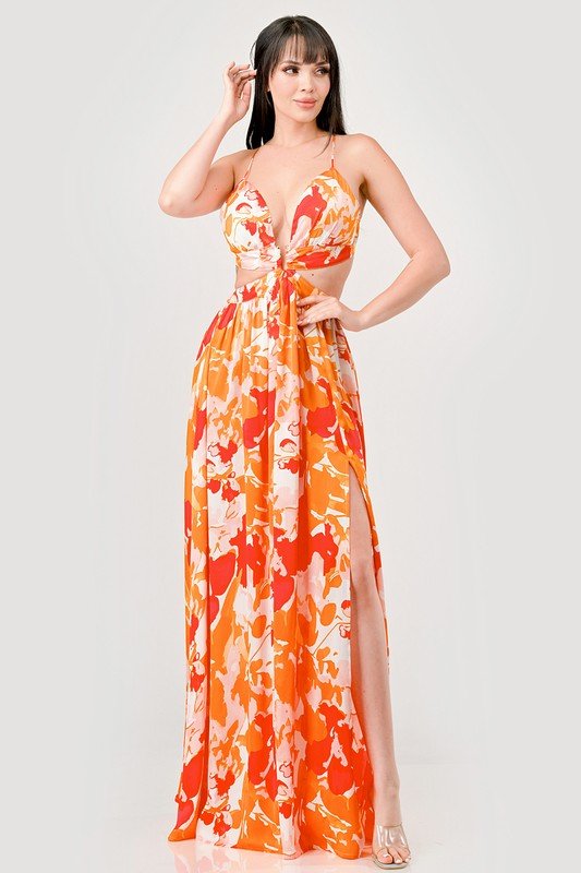Illustrative example of orange floral dress