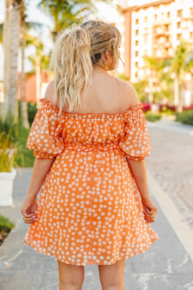 Illustrative example of orange floral dress
