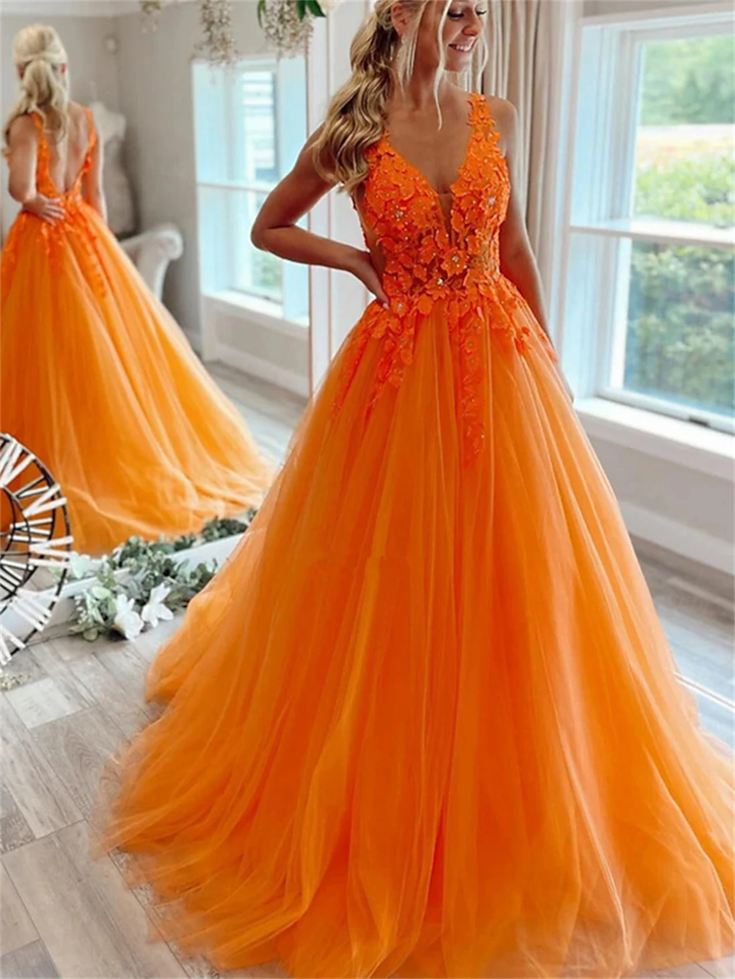 Illustrative example of orange formal dress