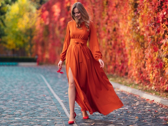 Illustrative example of orange formal dress