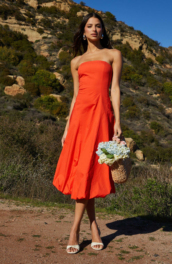Illustrative example of orange midi dress