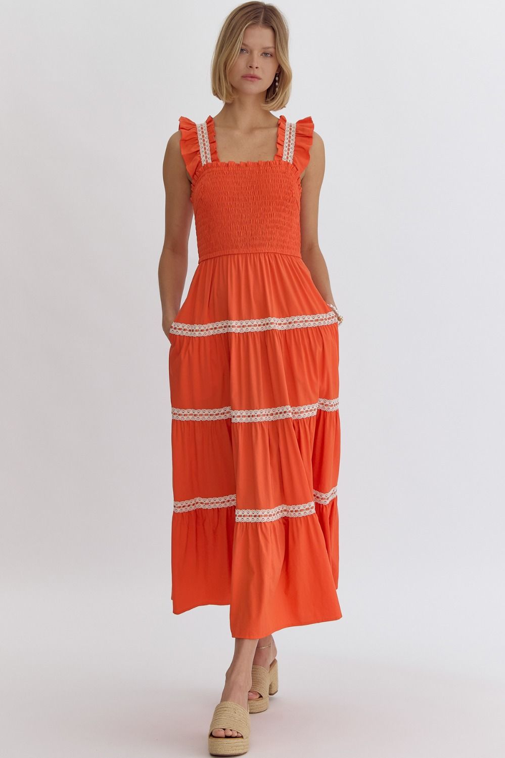 Illustrative example of orange midi dress