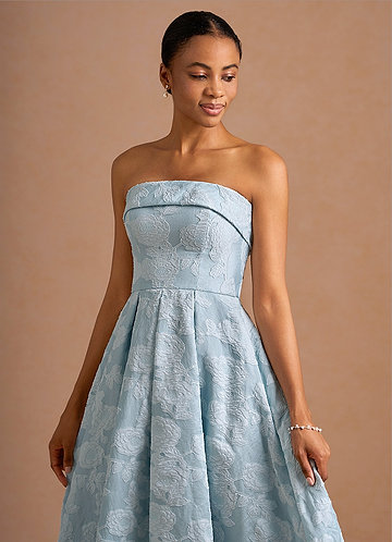 Illustrative example of pale blue wedding guest dresses