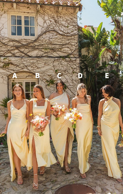 Illustrative example of pale yellow bridesmaid dresses