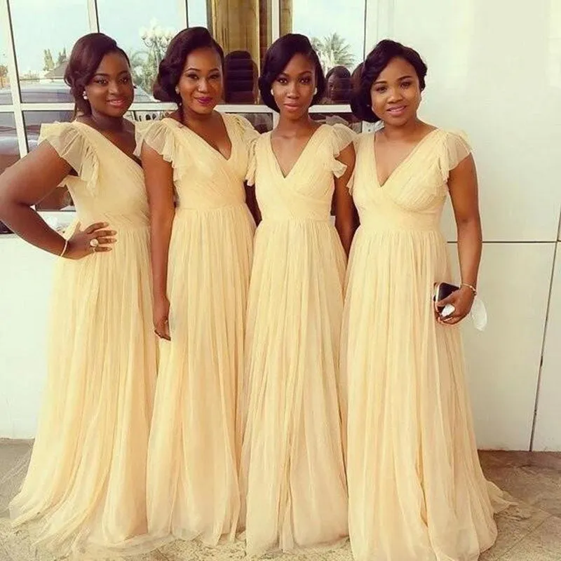 Illustrative example of pale yellow bridesmaid dresses