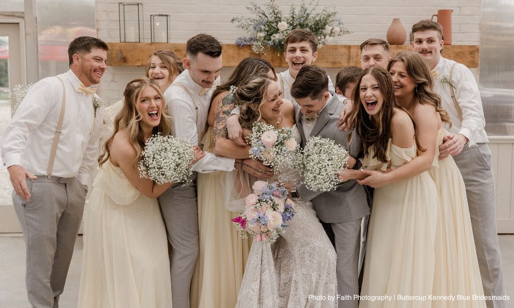 Illustrative example of pale yellow bridesmaid dresses