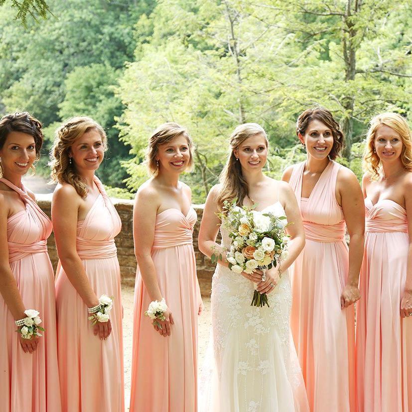 Illustrative example of peach bridesmaid dresses