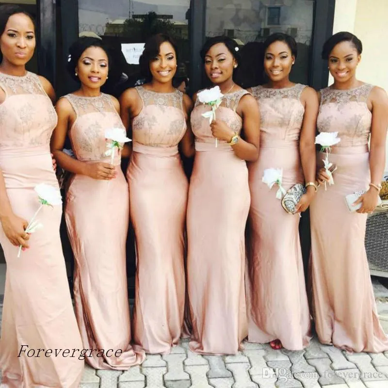 Illustrative example of peach bridesmaid dresses