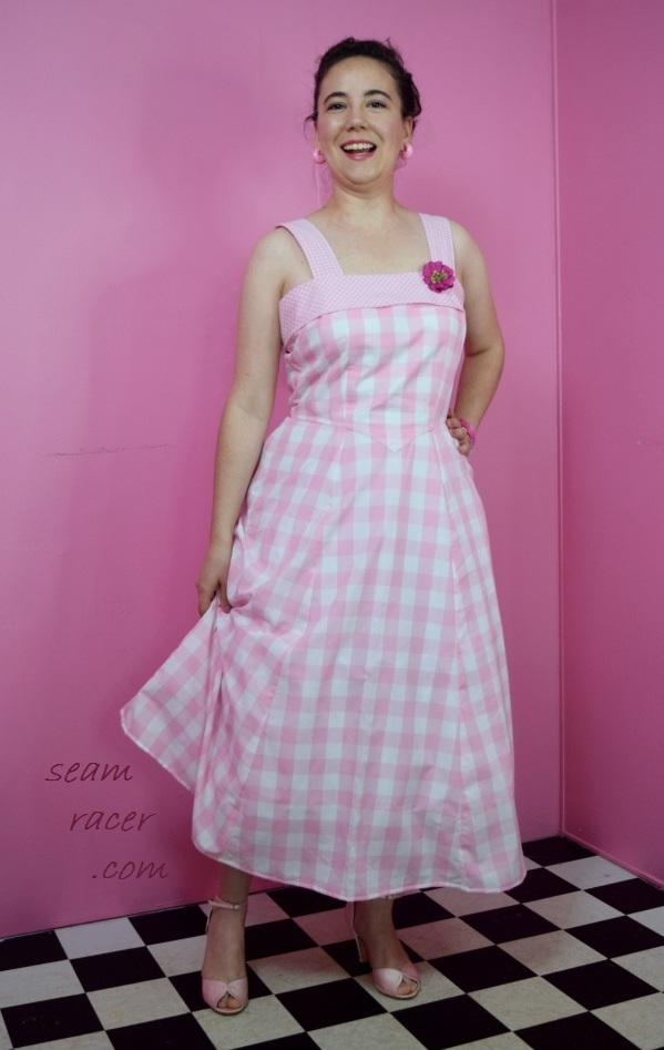 Illustrative example of pink gingham dress