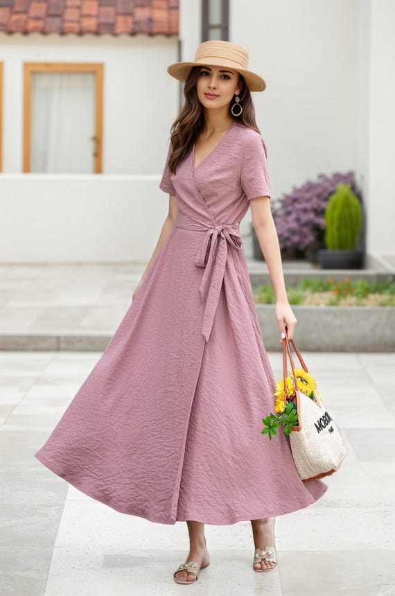 Illustrative example of pink linen dress