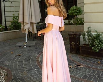 Illustrative example of pink off the shoulder dress
