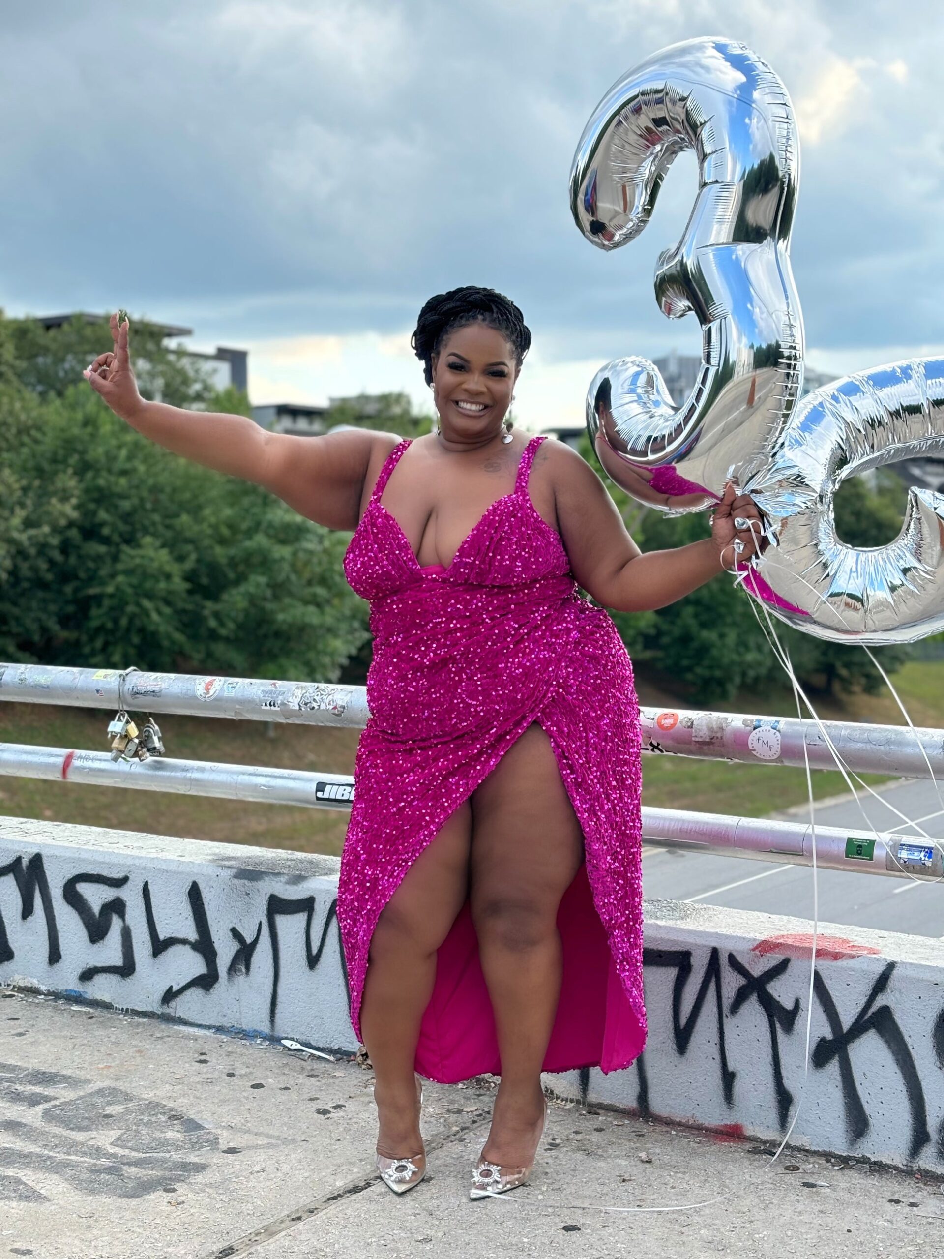 Illustrative example of pink sequin dress
