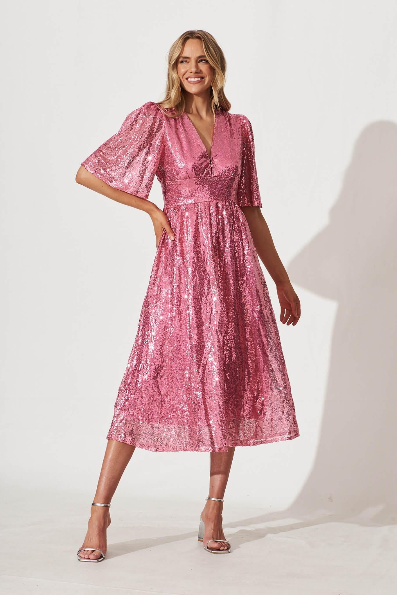 Illustrative example of pink sequin dress