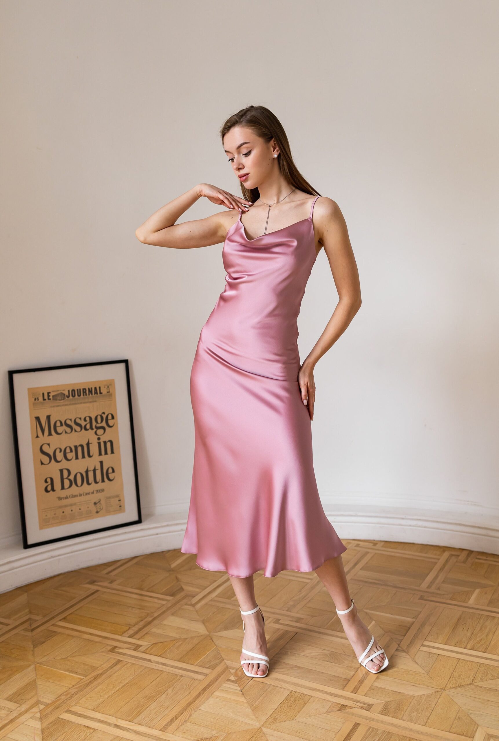 Illustrative example of pink slip dress