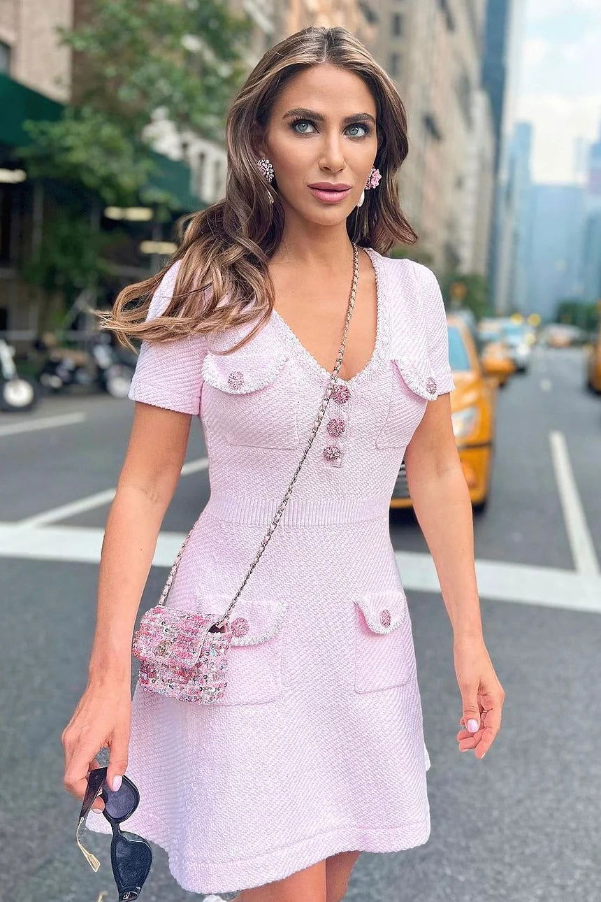 Illustrative example of pink tweed dress