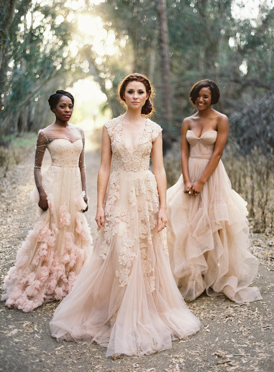 Illustrative example of pink wedding dress