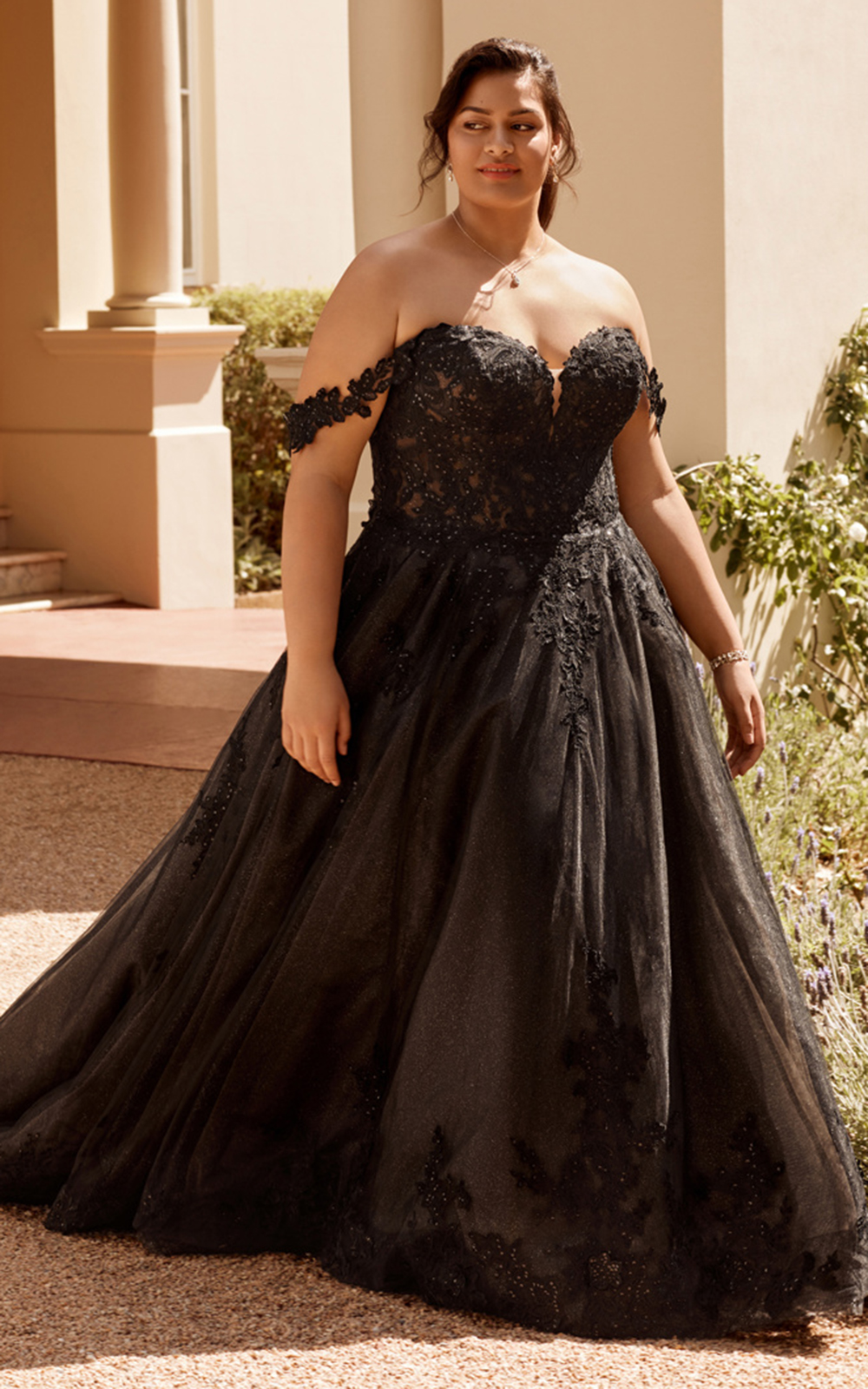 Illustrative example of plus size black dresses for wedding