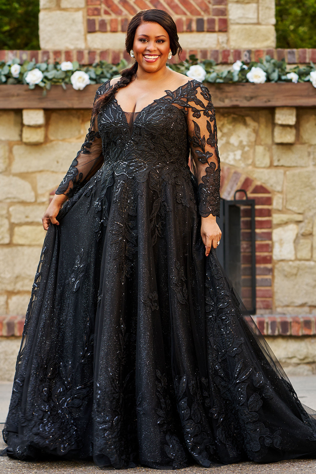 Illustrative example of plus size black dresses for wedding