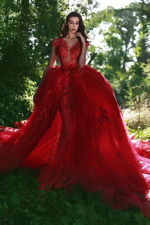 Illustrative example of prom dresses that are red