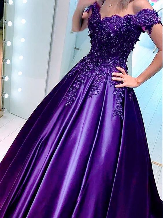 Illustrative example of purple graduation dresses