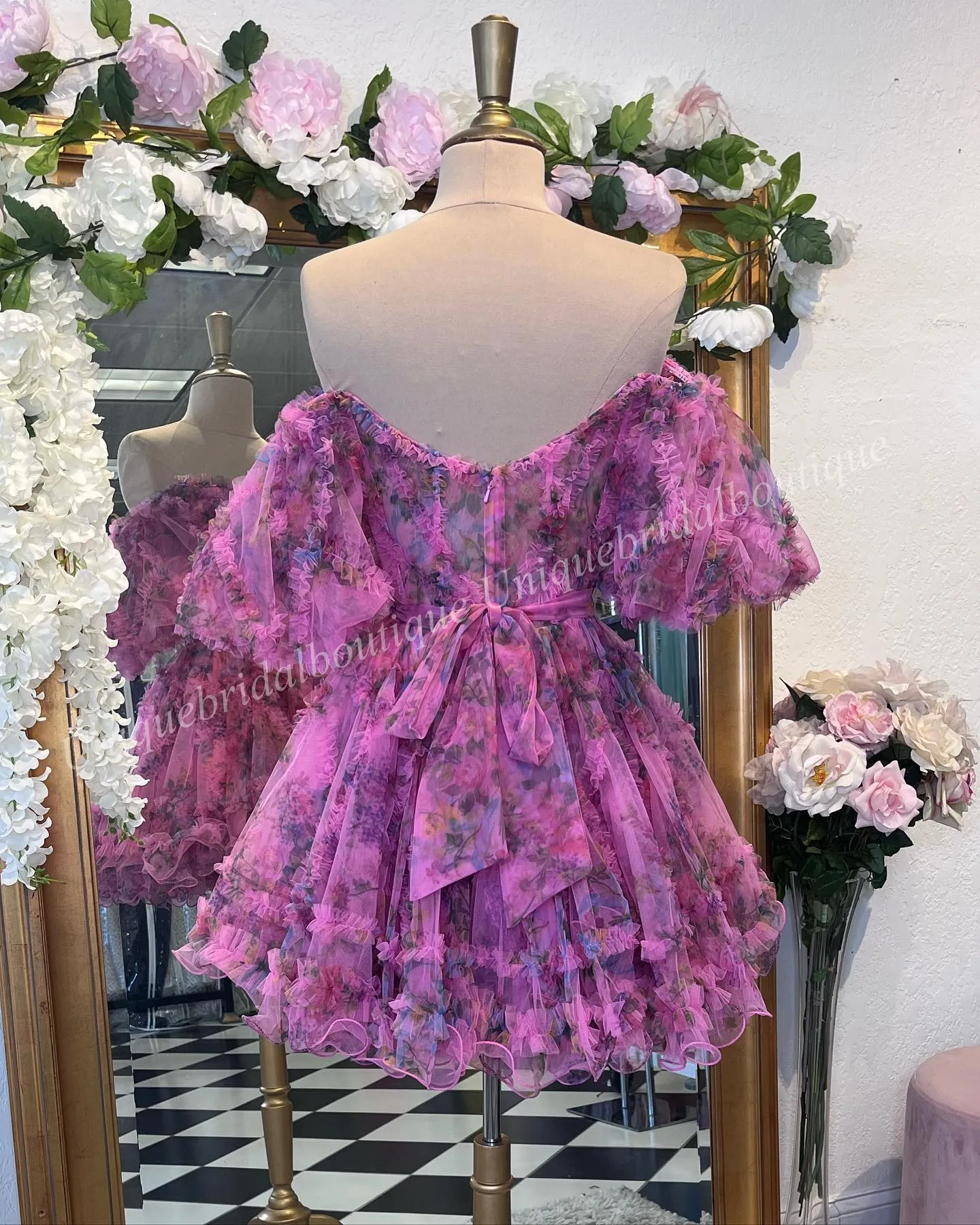 Illustrative example of purple ruffle dress hoco