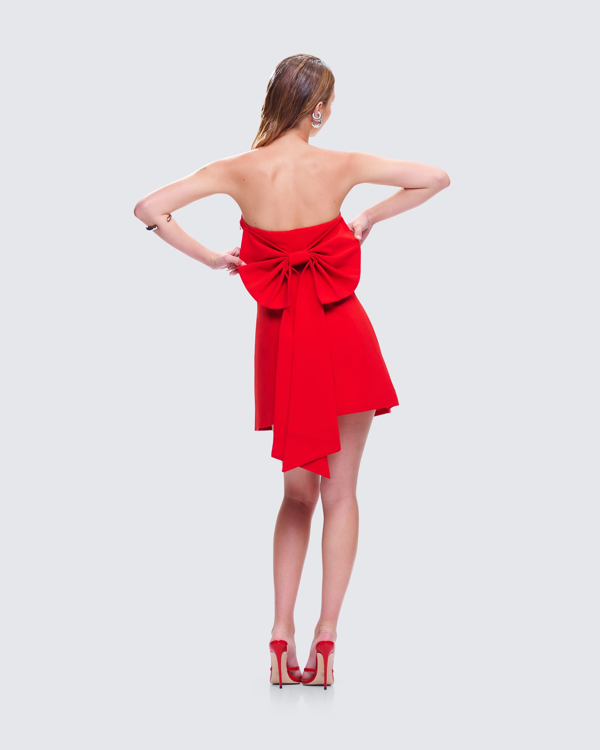 Illustrative example of red bow dress