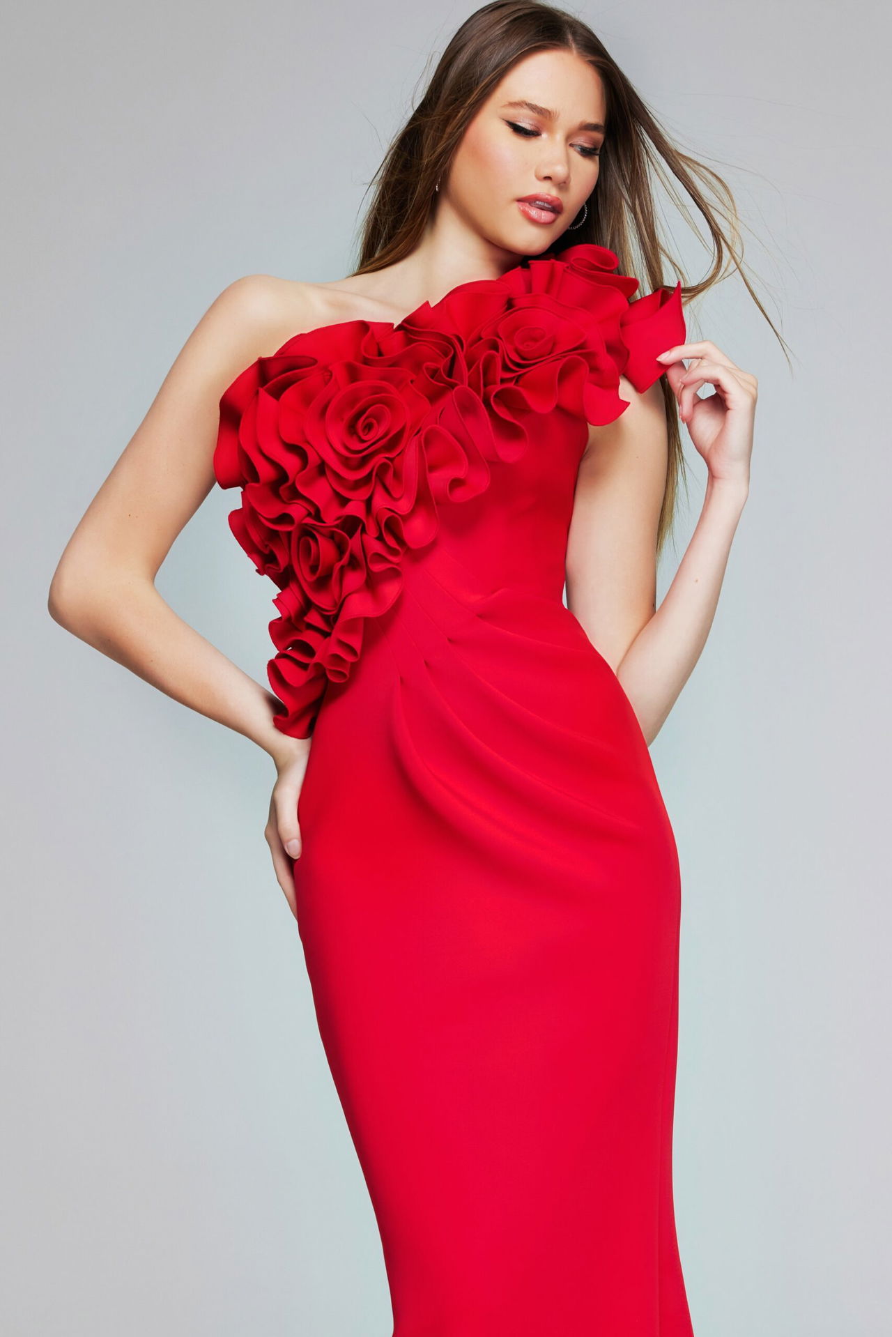 Illustrative example of red dress with flowers