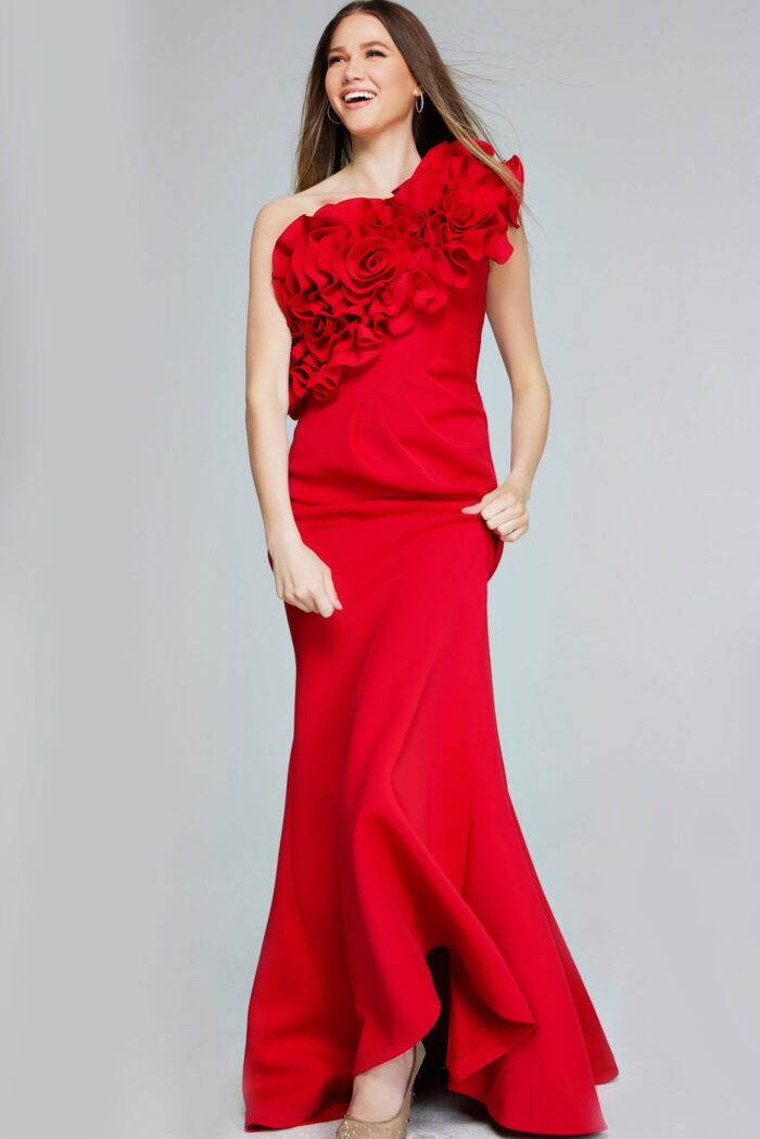 Illustrative example of red dress with flowers