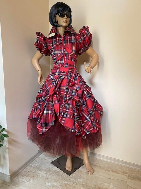 Illustrative example of red plaid dress