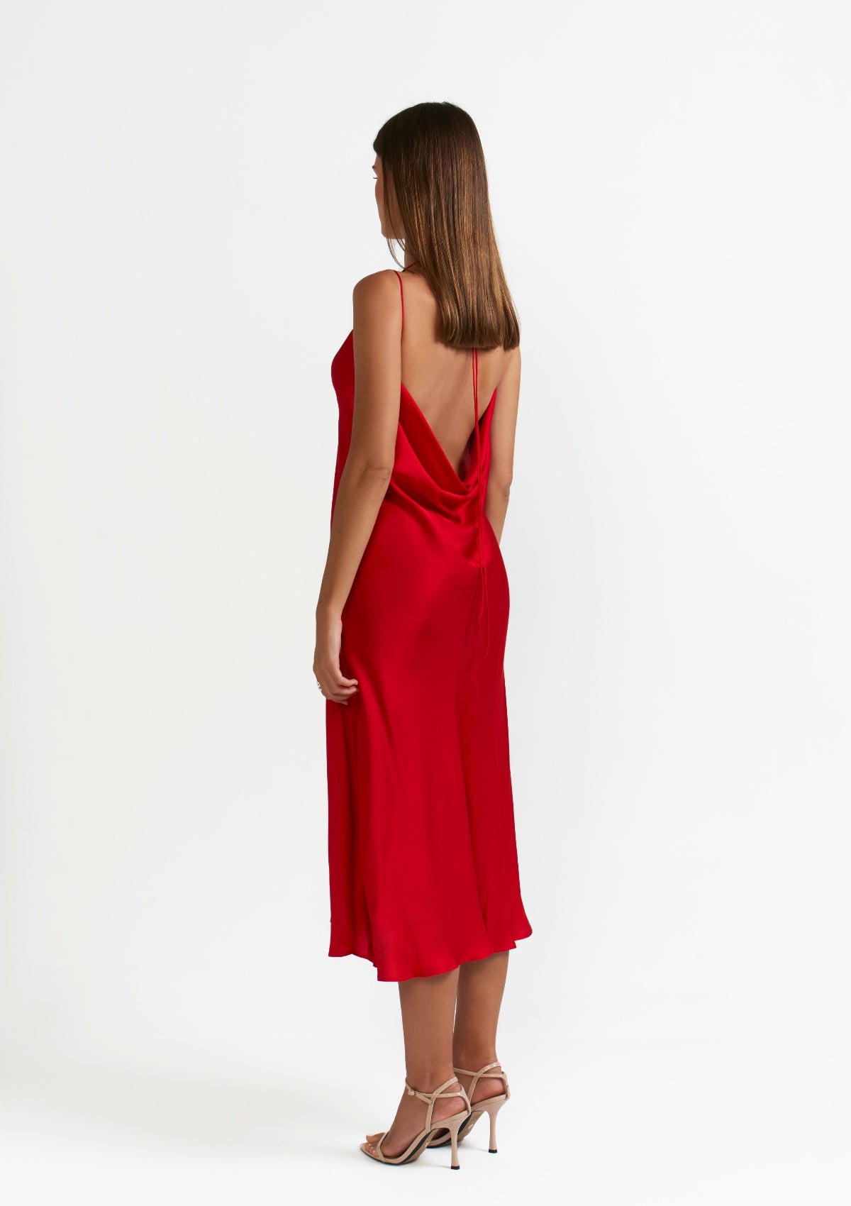 Illustrative example of red slip dress
