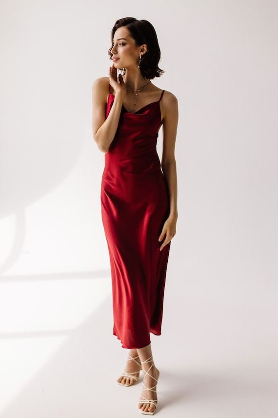 Illustrative example of red slip dress