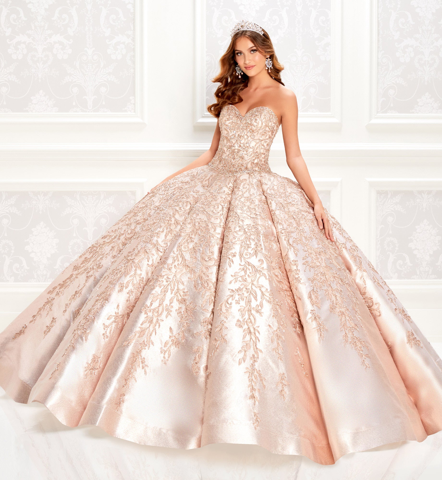 Illustrative example of rose gold quinceanera dresses
