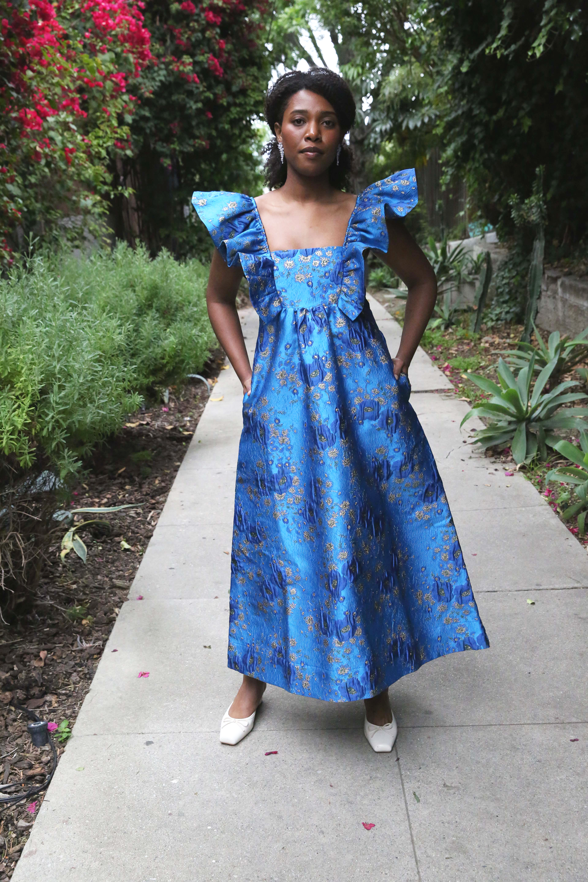 Illustrative example of ruffle midi dress