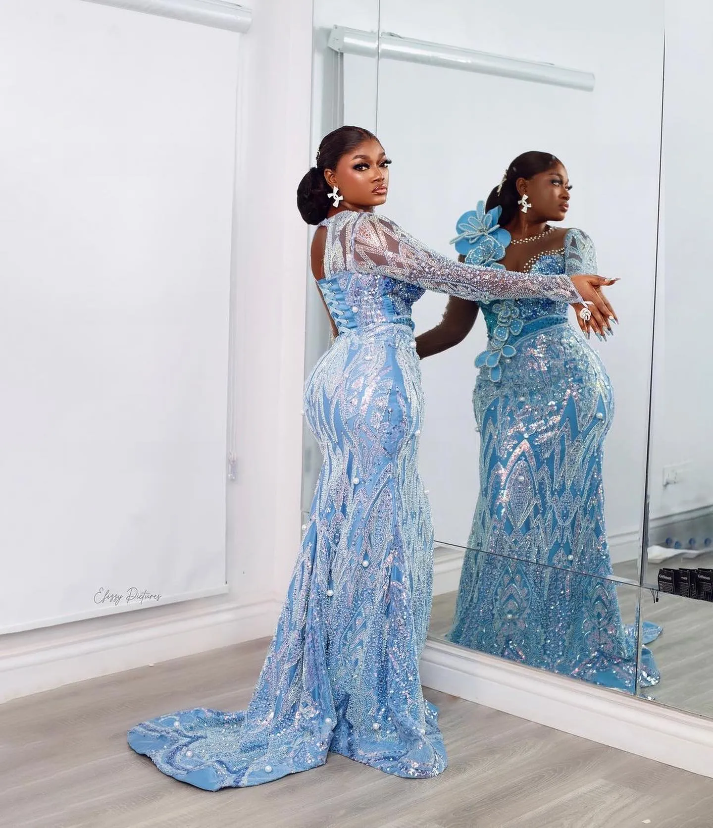 Illustrative example of skyblue color dress
