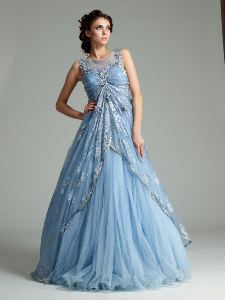 Illustrative example of skyblue color dress