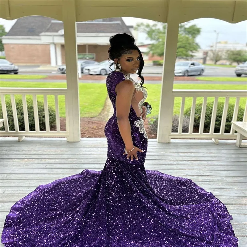 Illustrative example of sparkly purple dresses