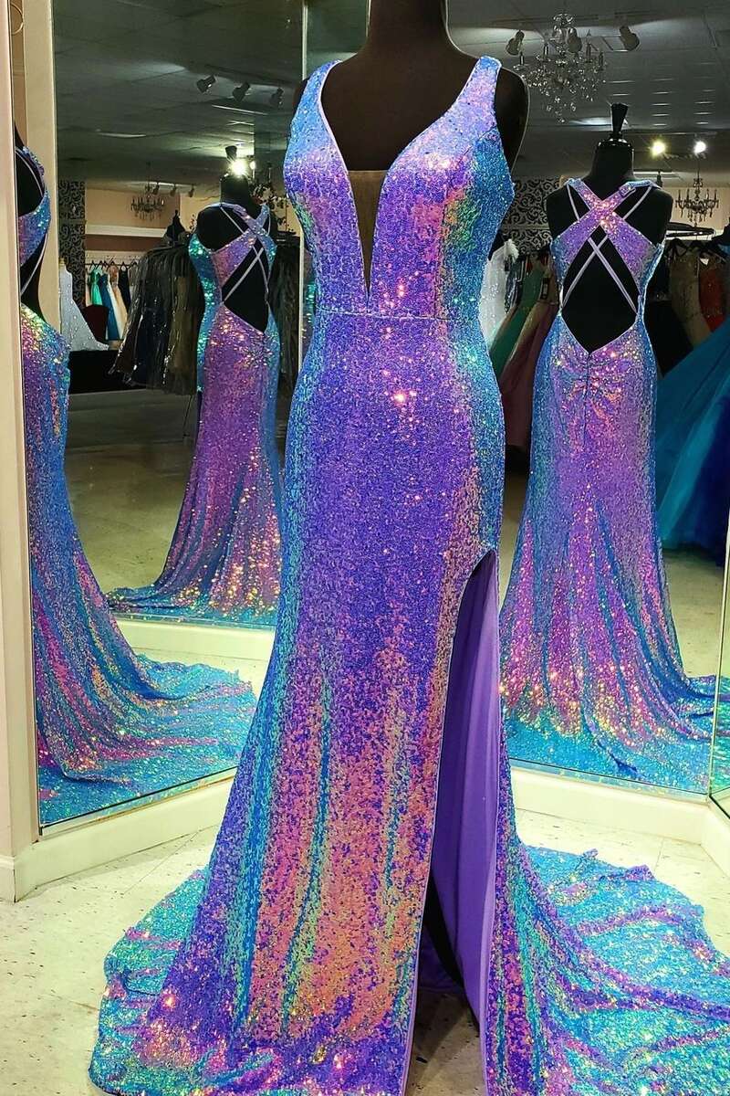 Illustrative example of sparkly purple dresses