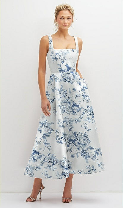 Illustrative example of square neck midi dress
