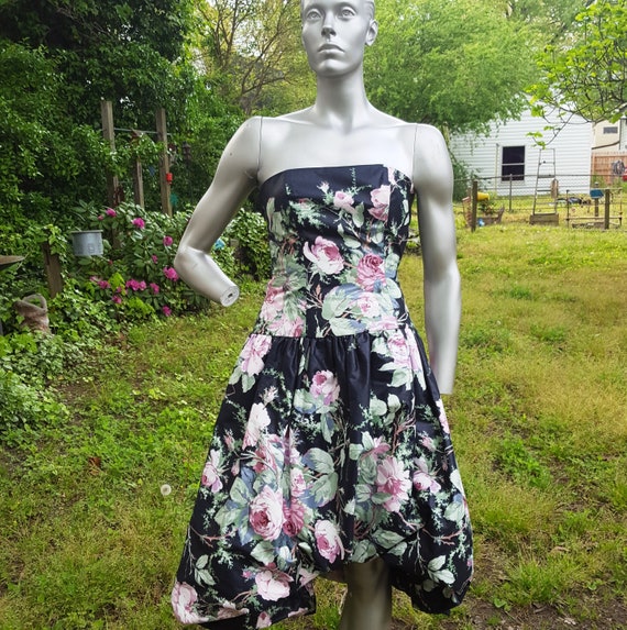 Illustrative example of strapless floral dress