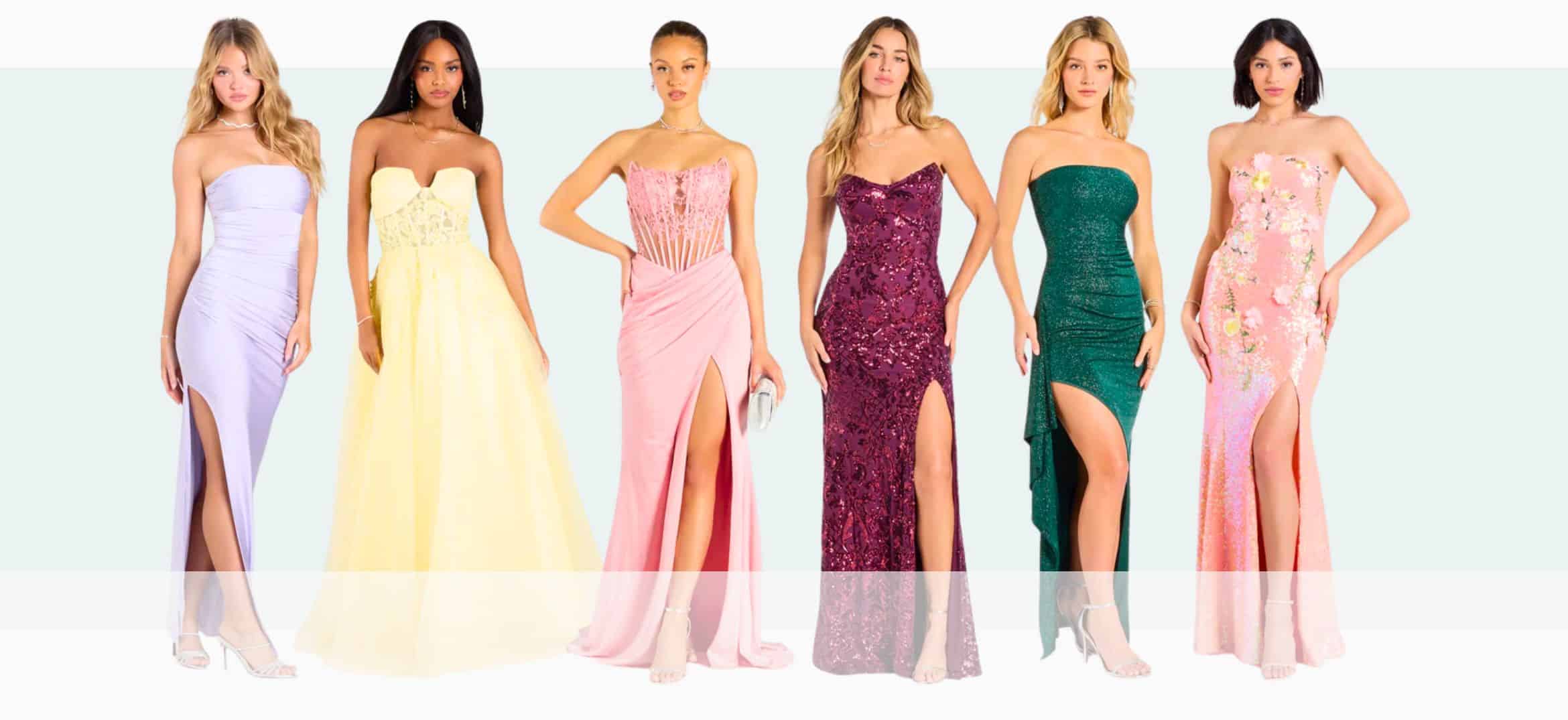 Illustrative example of strapless formal dress