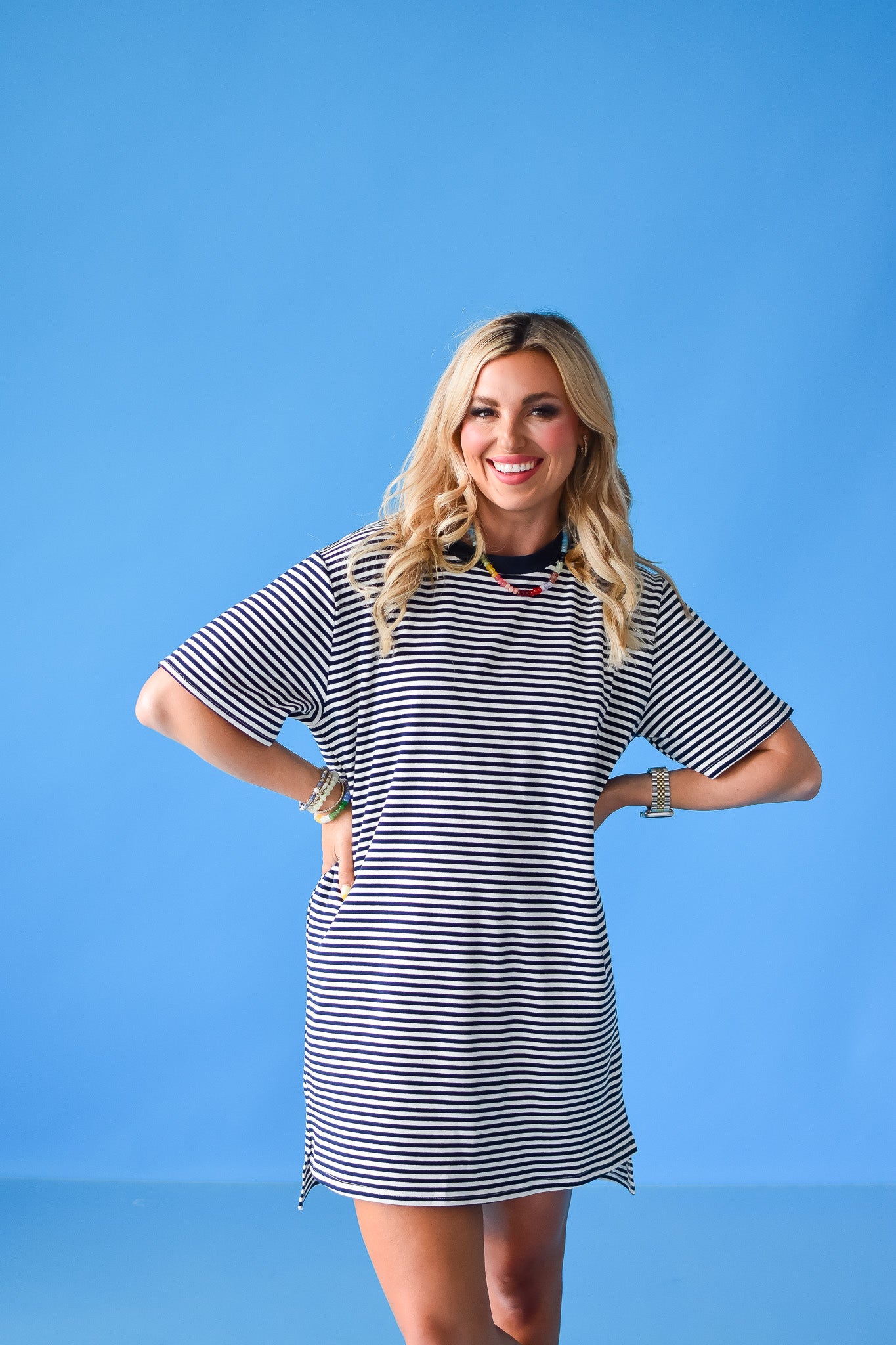 Illustrative example of striped shirt dress