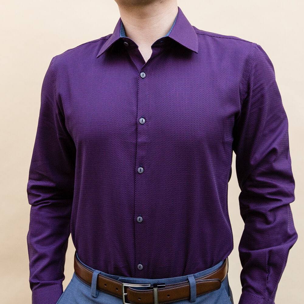 Illustrative example of violet dress shirts for men