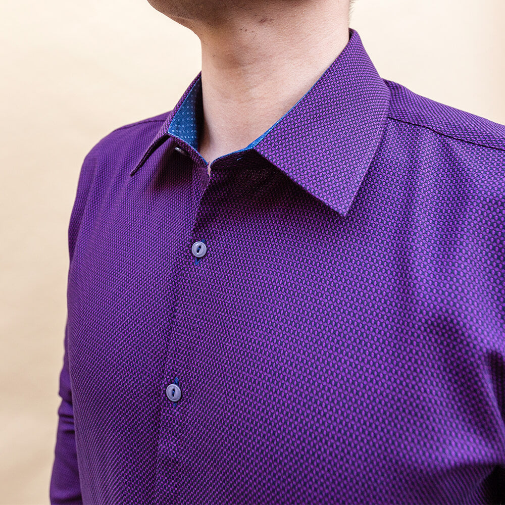 Illustrative example of violet dress shirts for men