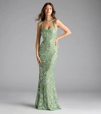 Illustrative example of violetta sequin lace-up mermaid dress
