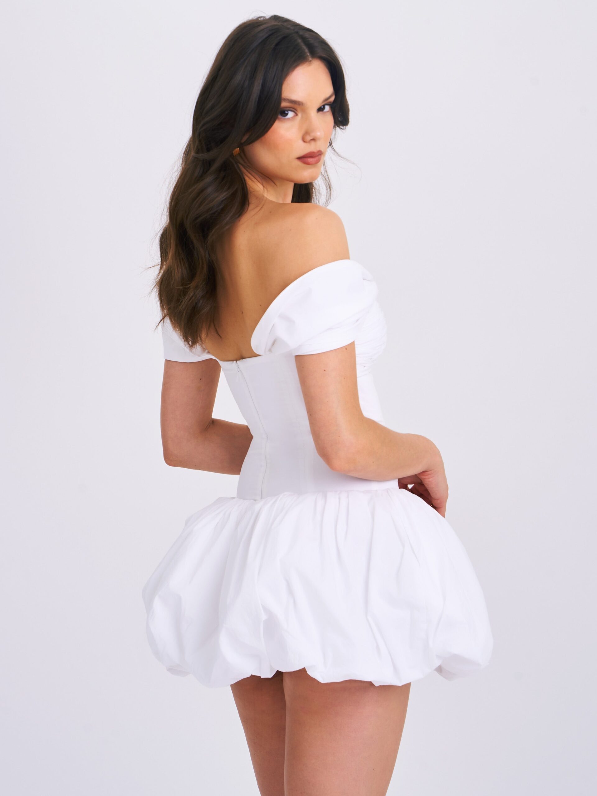 Illustrative example of white bubble dress