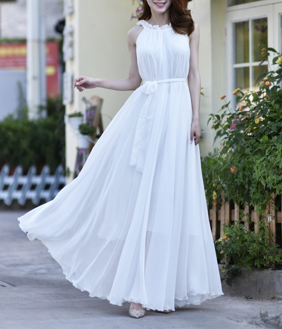 Illustrative example of white chiffon dress