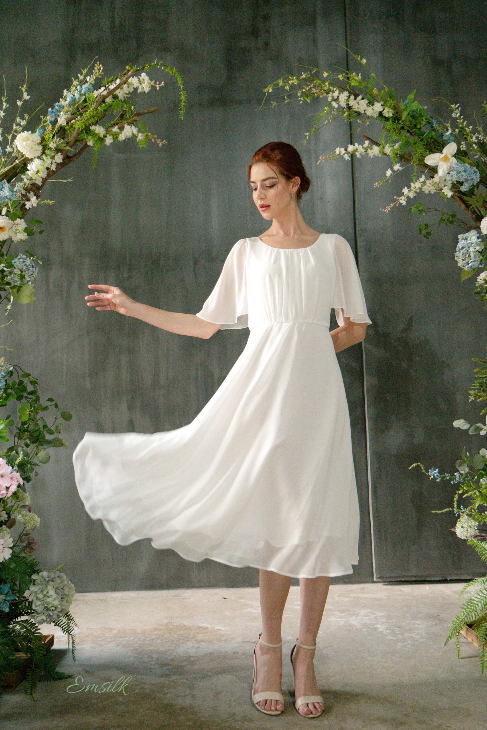 Illustrative example of white chiffon dress