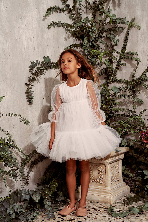 Illustrative example of white flower girl dresses