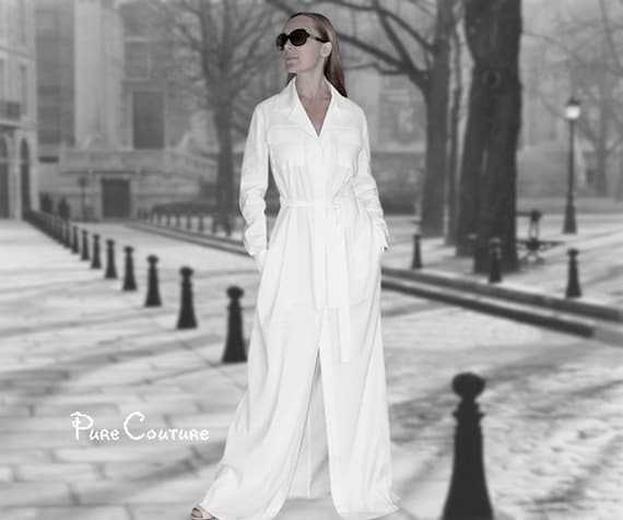 Illustrative example of white long sleeve maxi dress