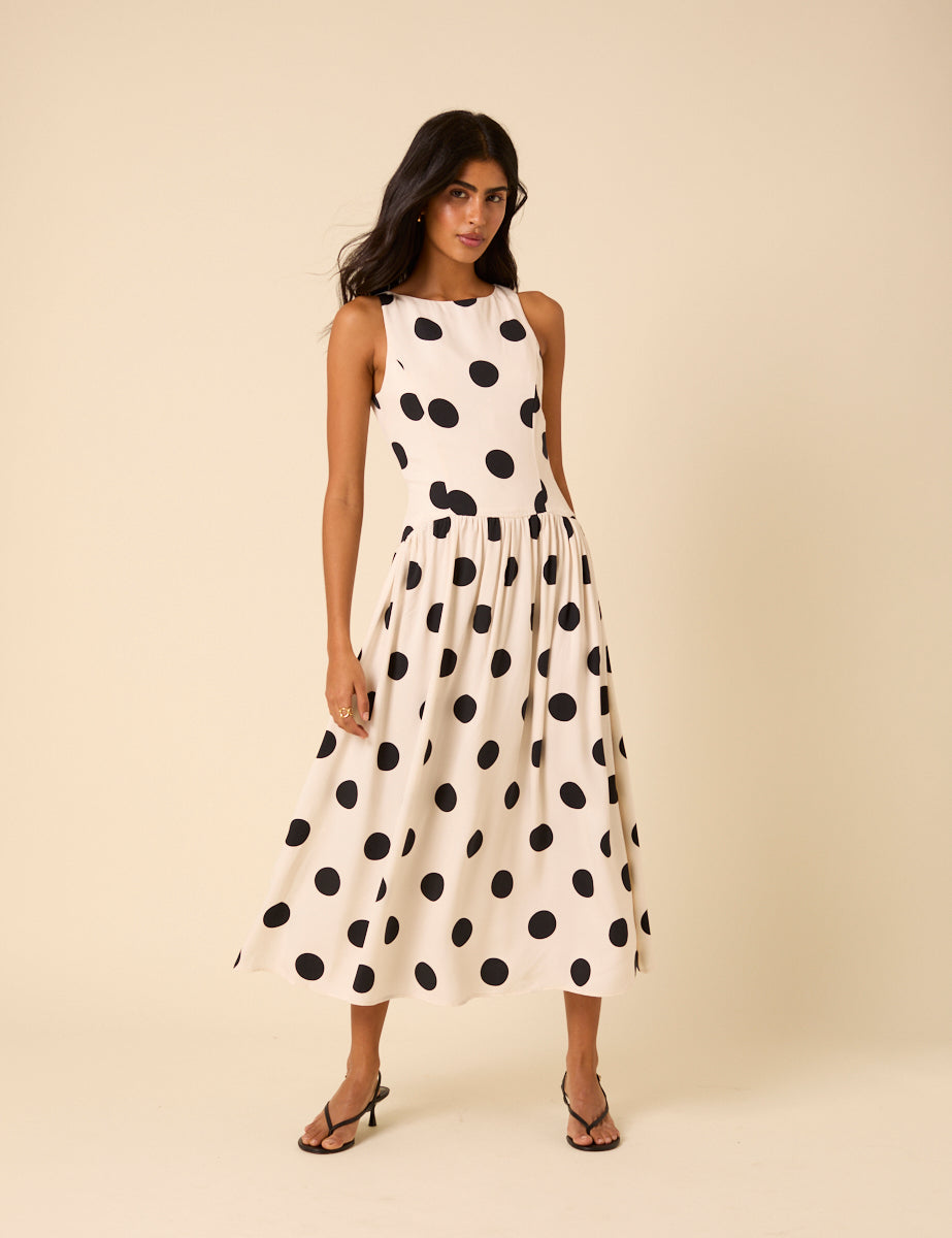 Illustrative example of white polka dot dress